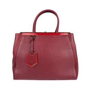 Fendi Toujours Leather Shoulder Bag Burgundy Red Gold